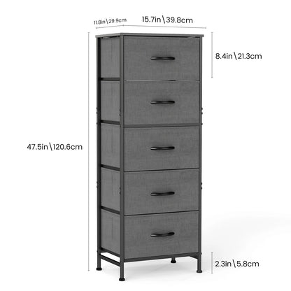 Dresser With 5 Fabric Drawers, Steel Frame
