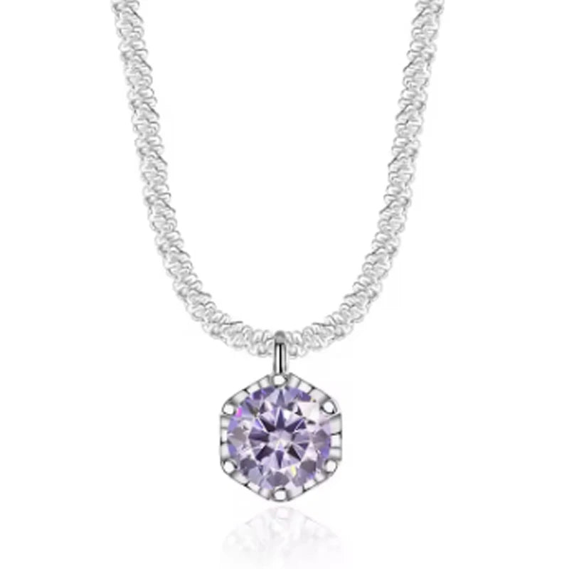 Sterling Silver Moissanite Crown Necklace for Ladies