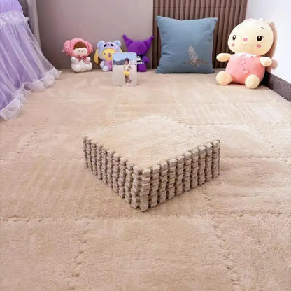 10Pcs Plush Puzzle Foam Floor Mat Carpet Playmat