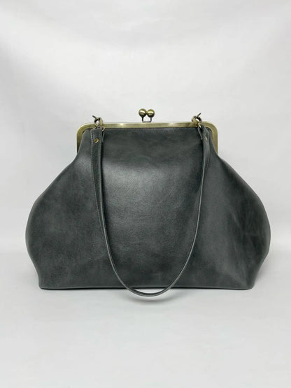 VINTAGE Artificial Leather Bag Large Clutch Handbag