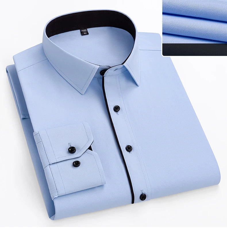 double collor Full shirts for men plus size
