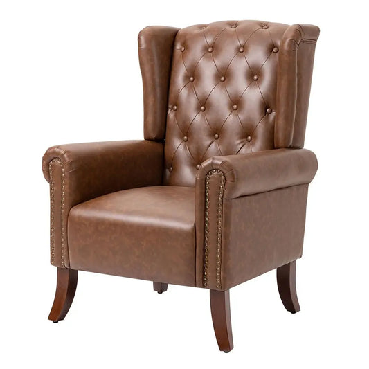 Upholstered Club Sofa Chair with Wooden Legs