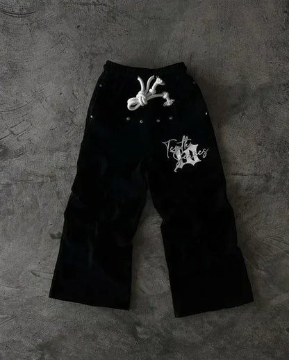 American Sweatpants Mens Gothic Hip Hop Baggy Elastic Waist