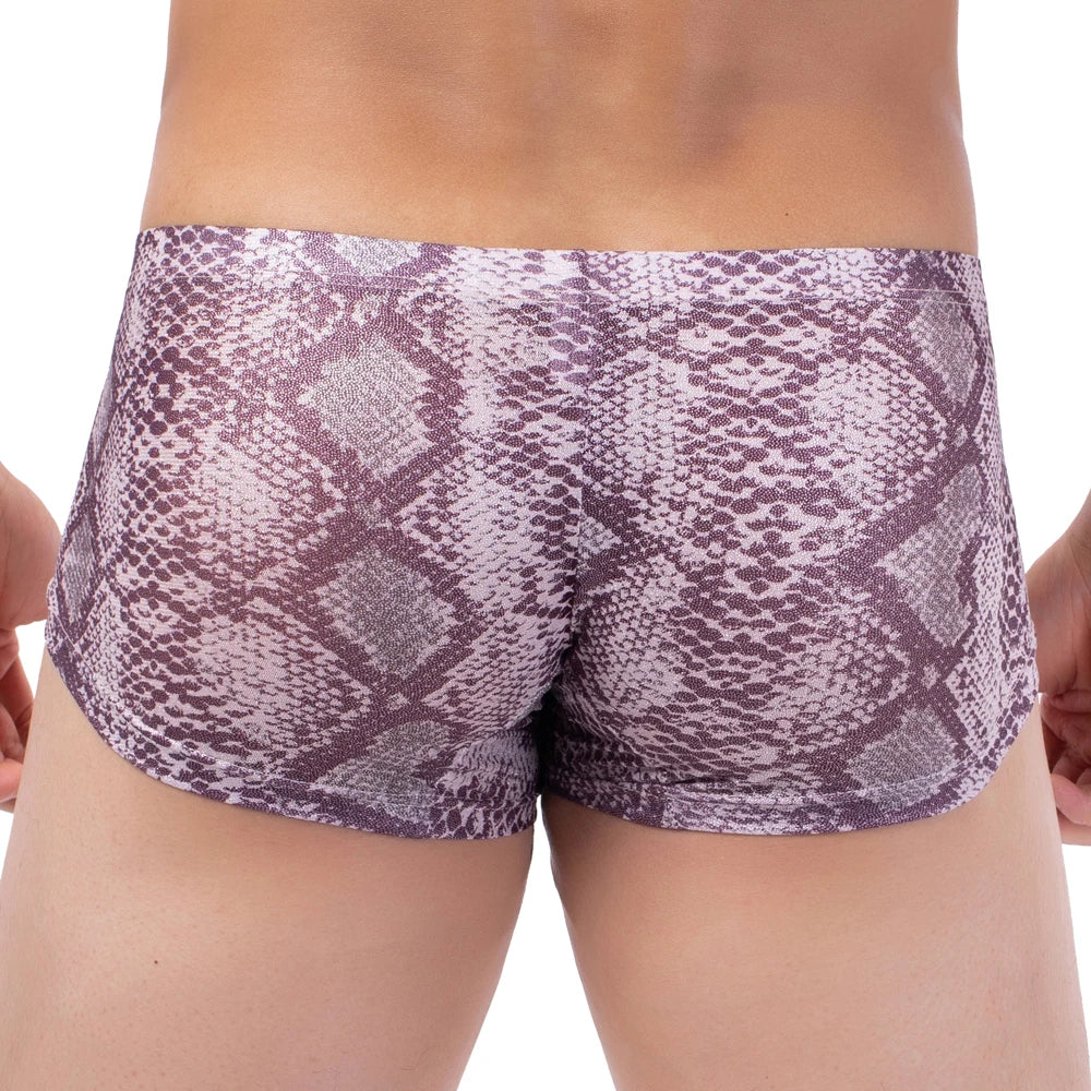 Men's Snake Skin Boxer Briefs Bulge Shorts