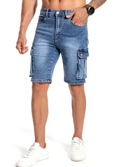 Mens Multi Pocket Micro Elastic Jeans Casual