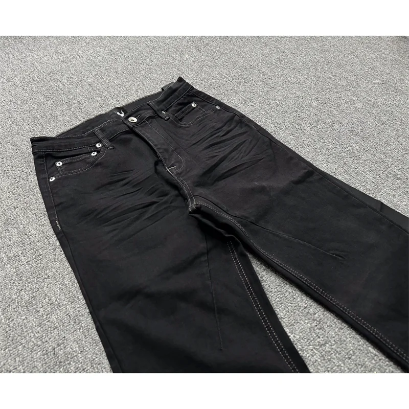 Basic Black Ribbon Loose Flared Casual Jeans