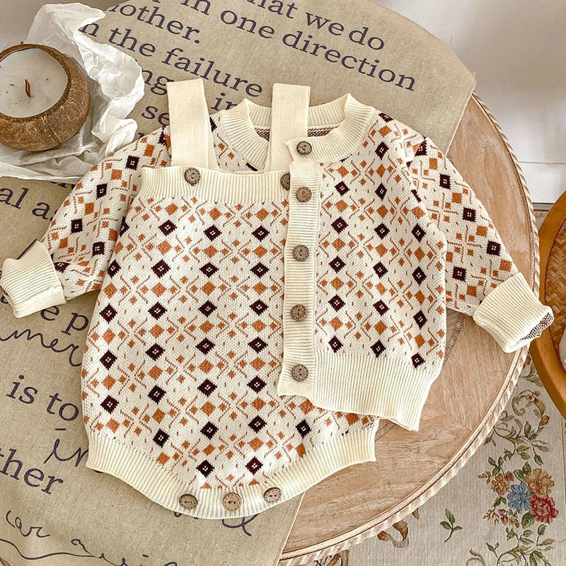 2 Pcs Baby Girls Long Sleeve Striped Cardigan Coat+ Shorts