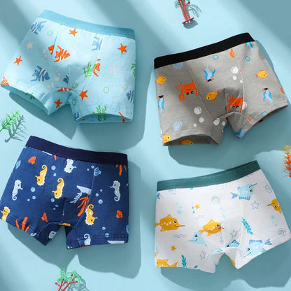12 pcs Boys Boxer Briefs Cartoon Sets