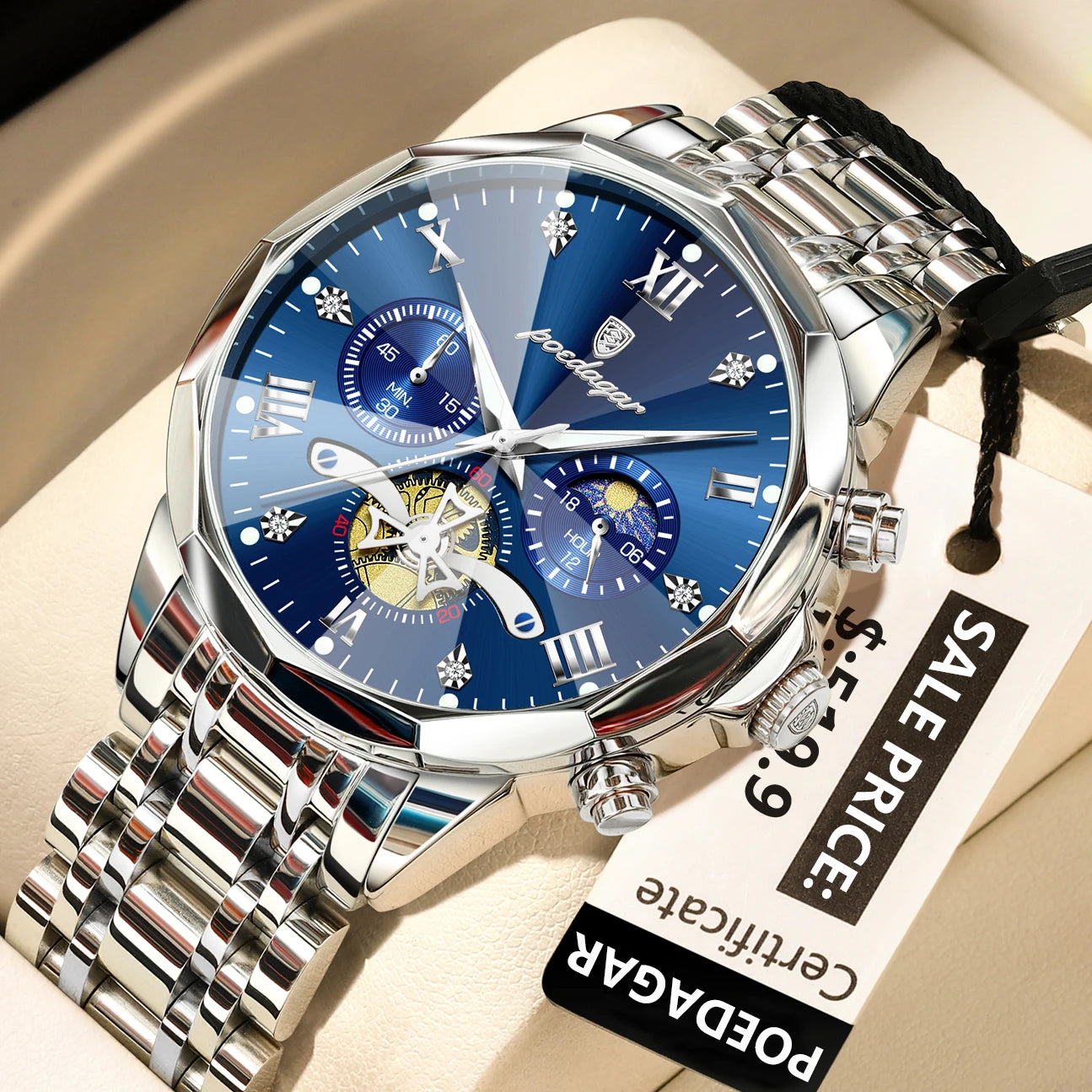 POEDAGAR Luxury Watch Top Original Waterproof Chronograph