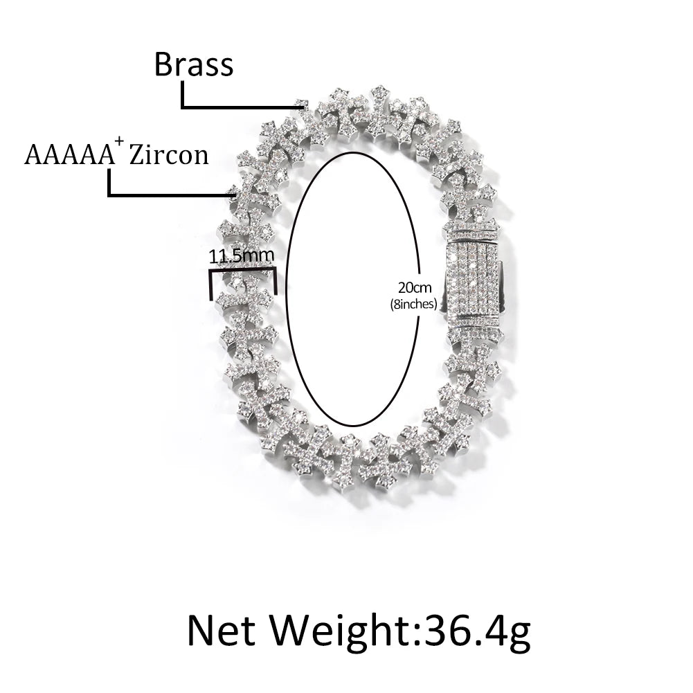 Mens Cubic Zirconia Cross Chain Fashion Jewelry