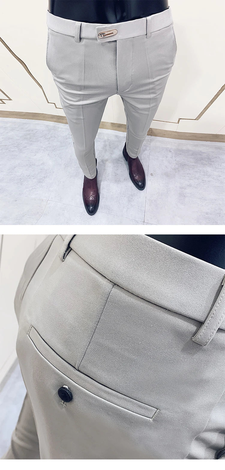Men Stretch Slim Formal Casual Pants Fashion