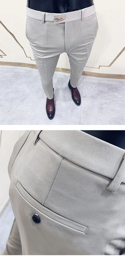 Men Stretch Slim Formal Casual Pants Fashion