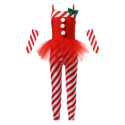 Girls Candy Cane Costume Christmas Dancewear Stripes