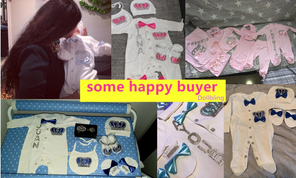 5 Pcs Girl/Boy Hospital Exit Newborn Bling Outfits