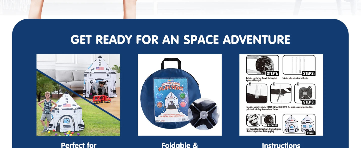 Rocket Ship Pop up Play Tent Indoor Outdoor