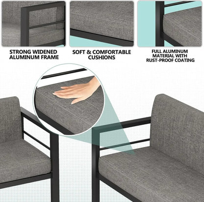 5 Piece Modern Aluminum Patio Furniture Set