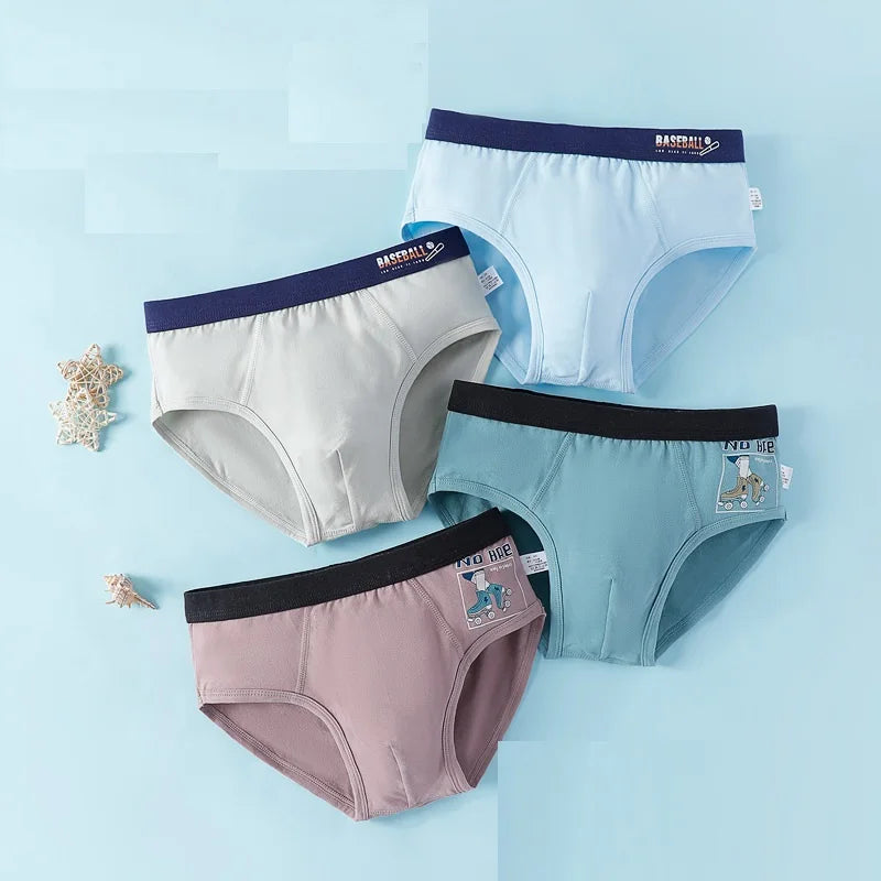 4 Pcs New young boys Underwear Boxer Briefs Teenager