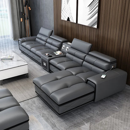 Modern Genuine Leather Sectional Sofa Couch