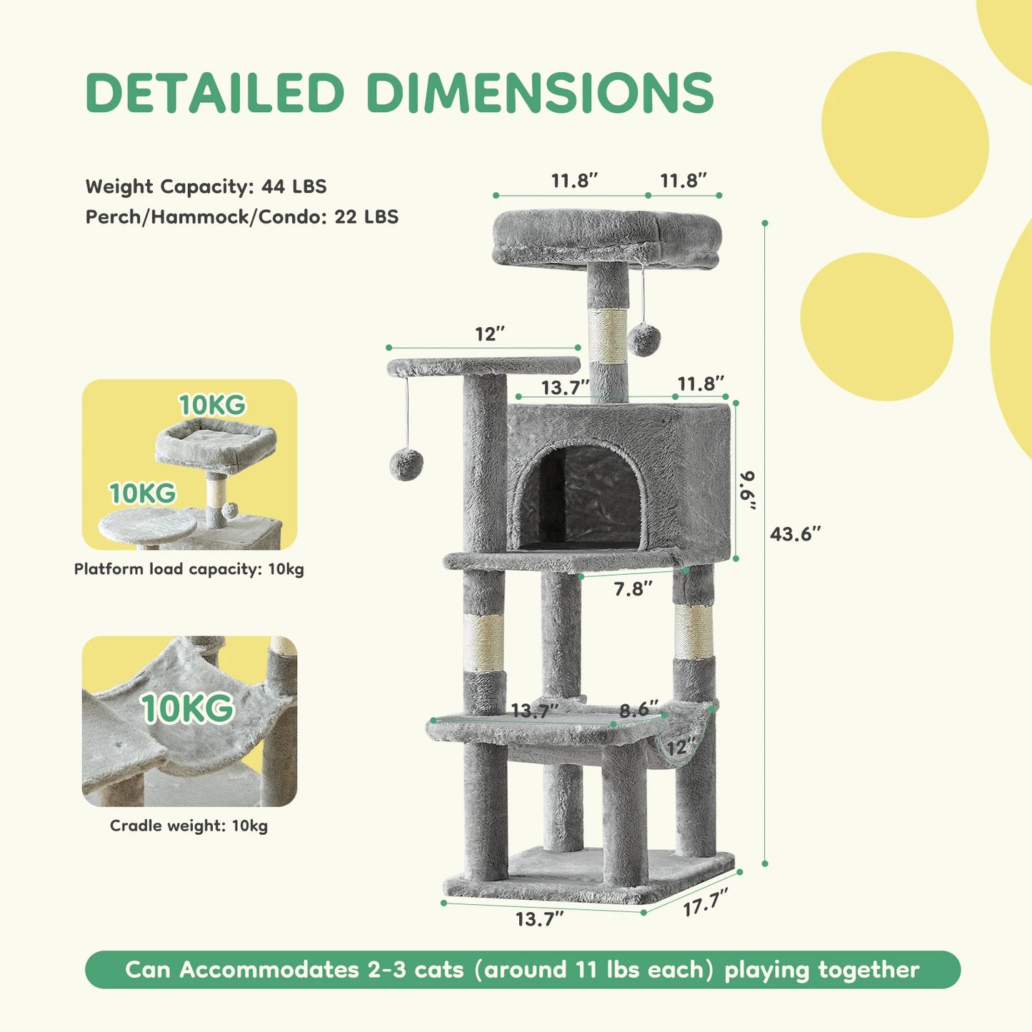 Tall Multi-Cat Climbing Tower for Pet Furniture