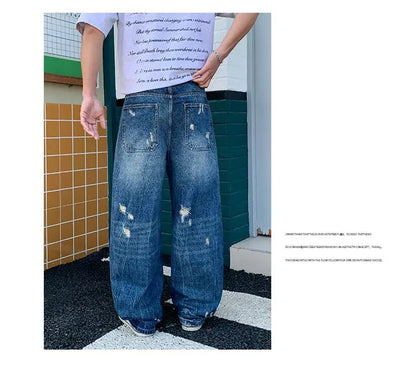 Men's Wide-Leg Jeans Retro Trendy Distressed