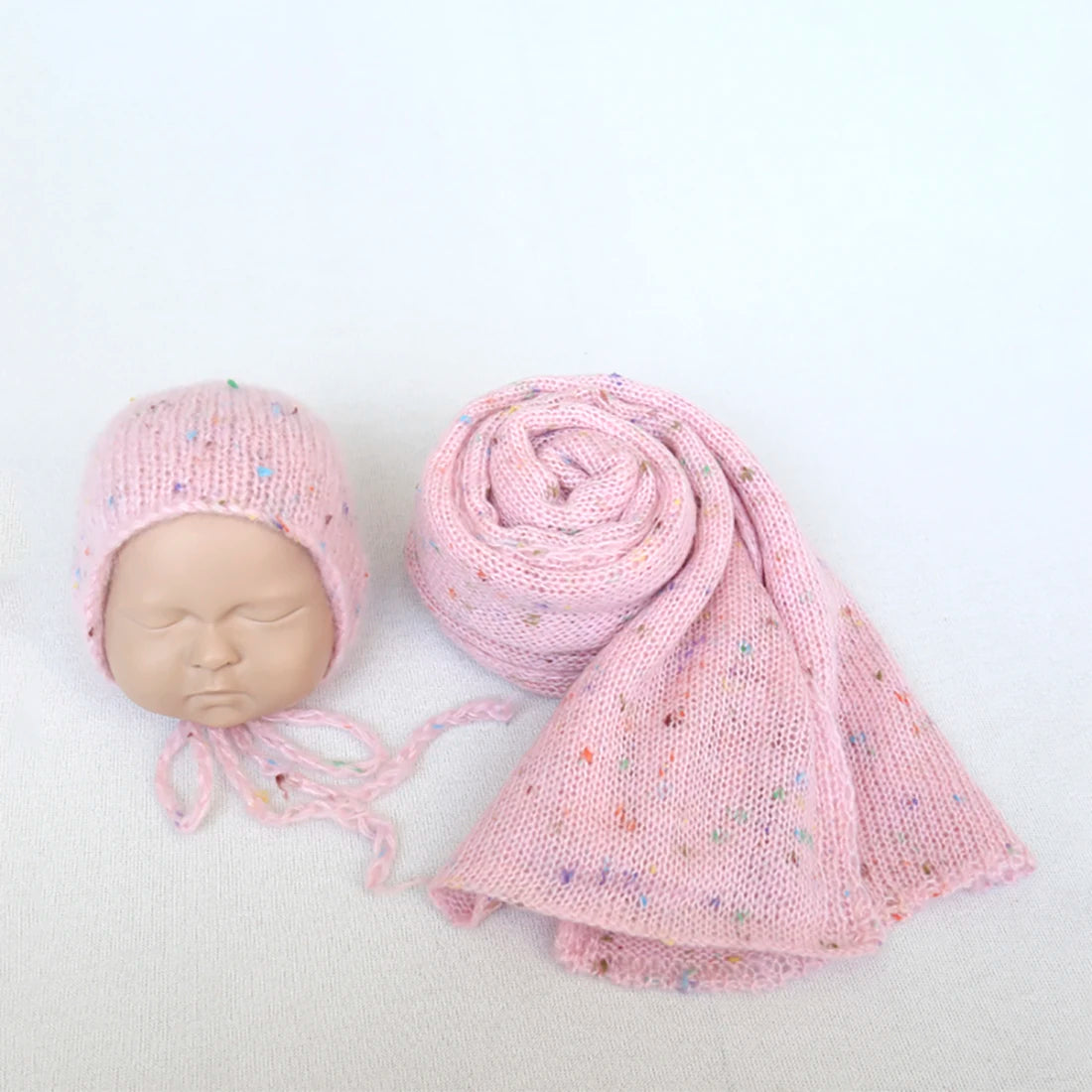 Vintage Knit Stretch Fuzzy Wrap And Bunny Hat