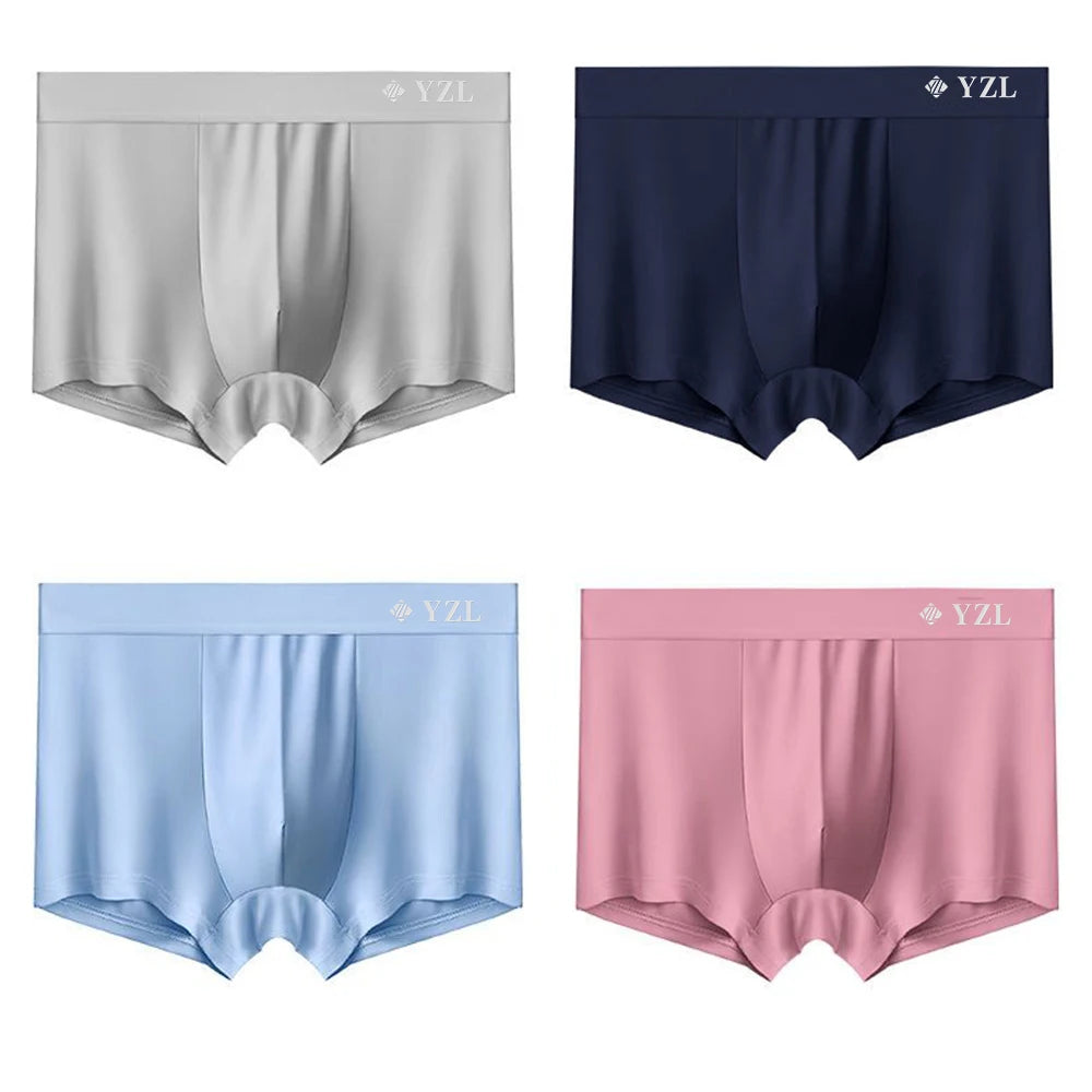 Men's Silk Flat Corner Antibacterial  Boxer Briefs