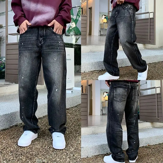 Men Loose Straight-leg, trendy wide-leg long pants