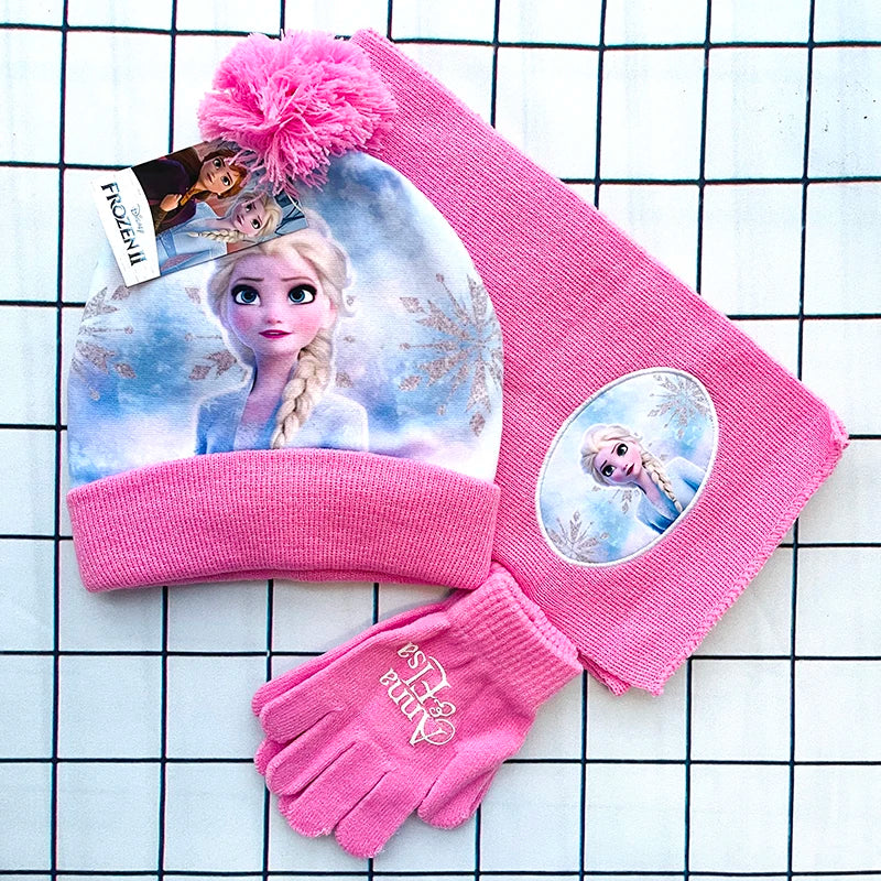 Girls Scarf Hat Glove Elsa Cartoon Cosplay