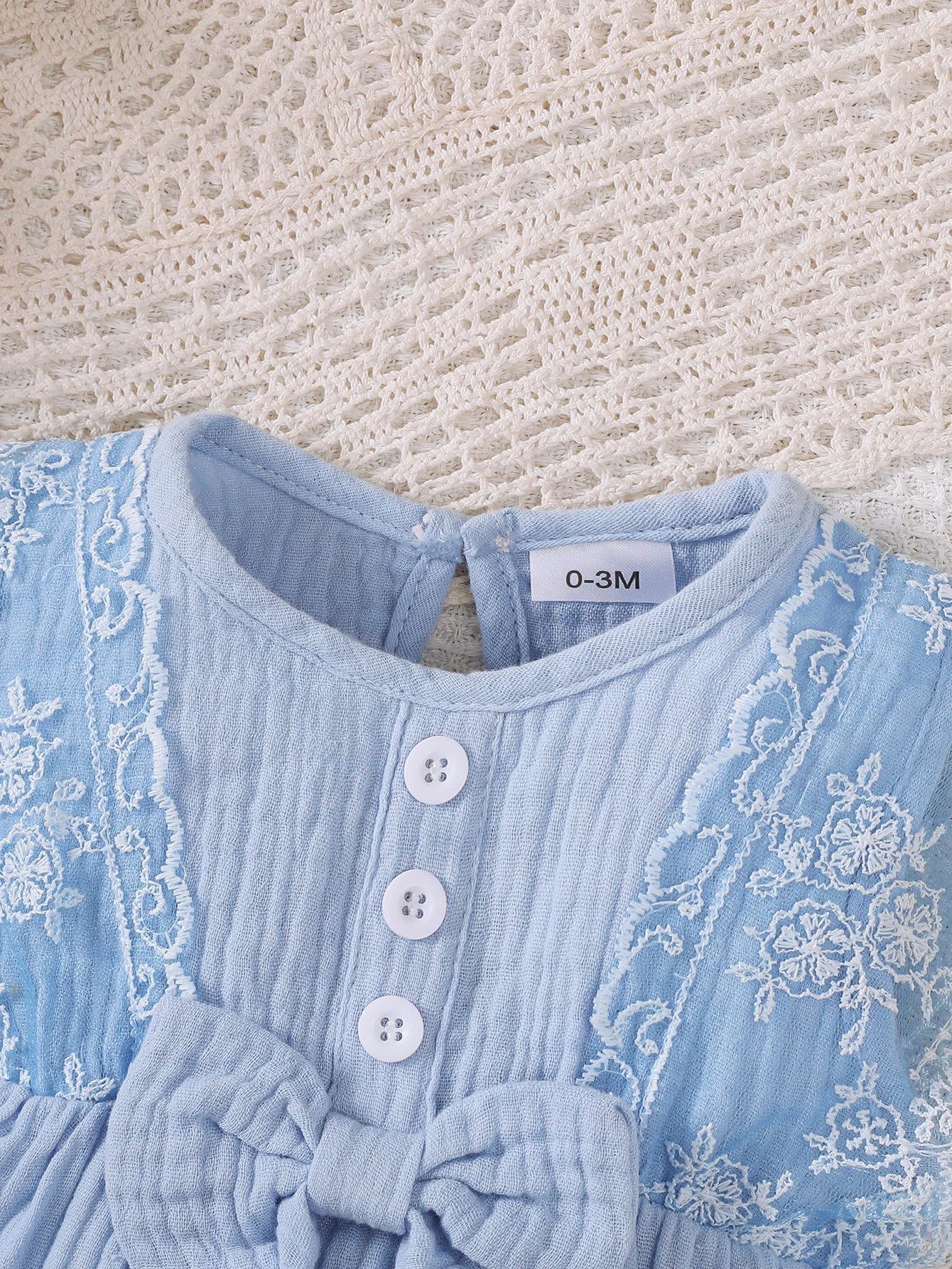 0-18 Month Solid Color Sleeveless Round Neck Lace Edge