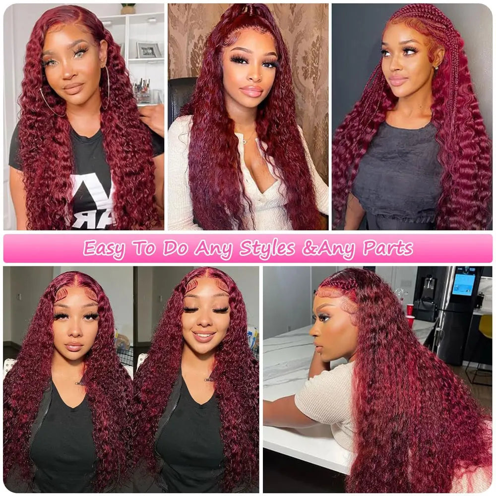 Burgundy Lace Front Human Hair Wave Brazilian