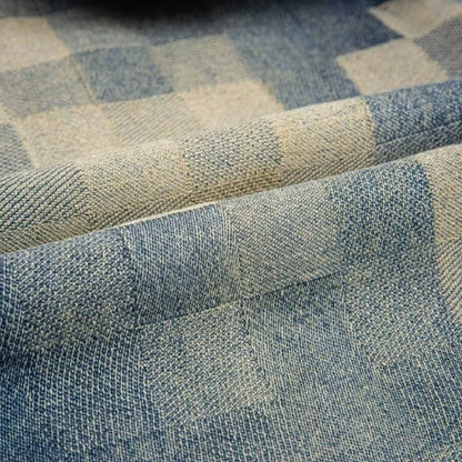 Mosaic Checkerboard Printed Jeans Men Fashion Loose