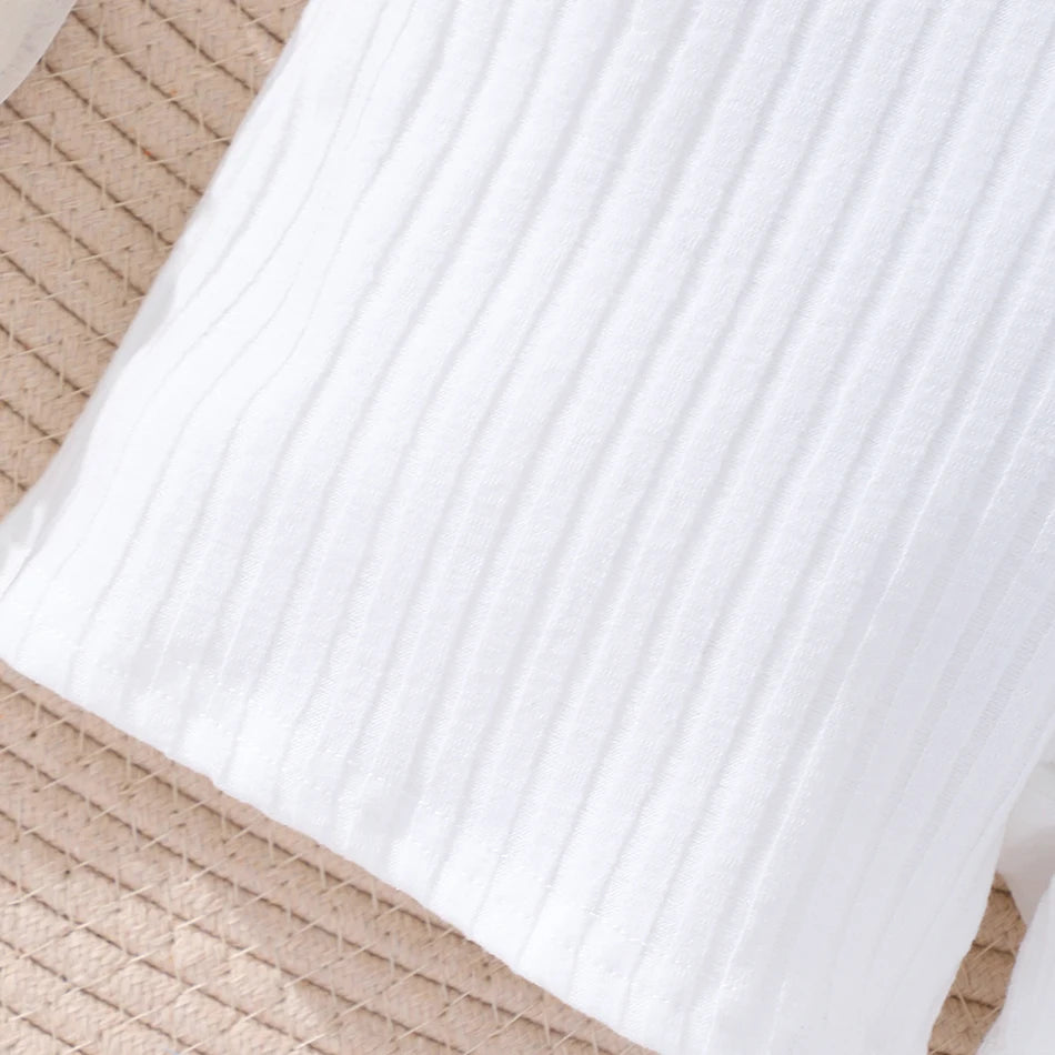 Girls Bubble Sleeve Ribbed Short Romper Set