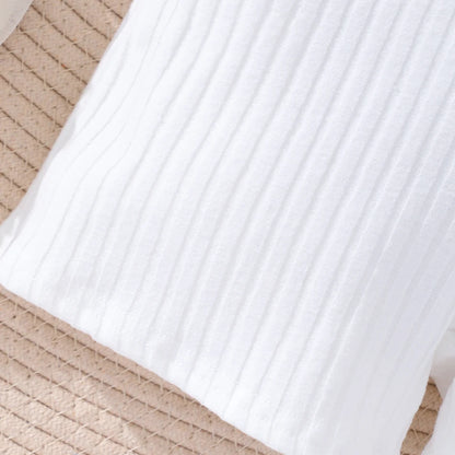 Girls Bubble Sleeve Ribbed Short Romper Set