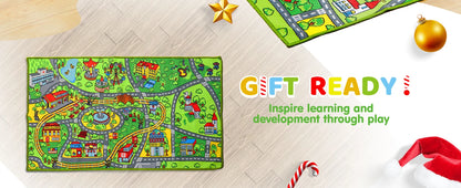 Carpet Playmat w/ 12 Cars Pull-Back Vehicle