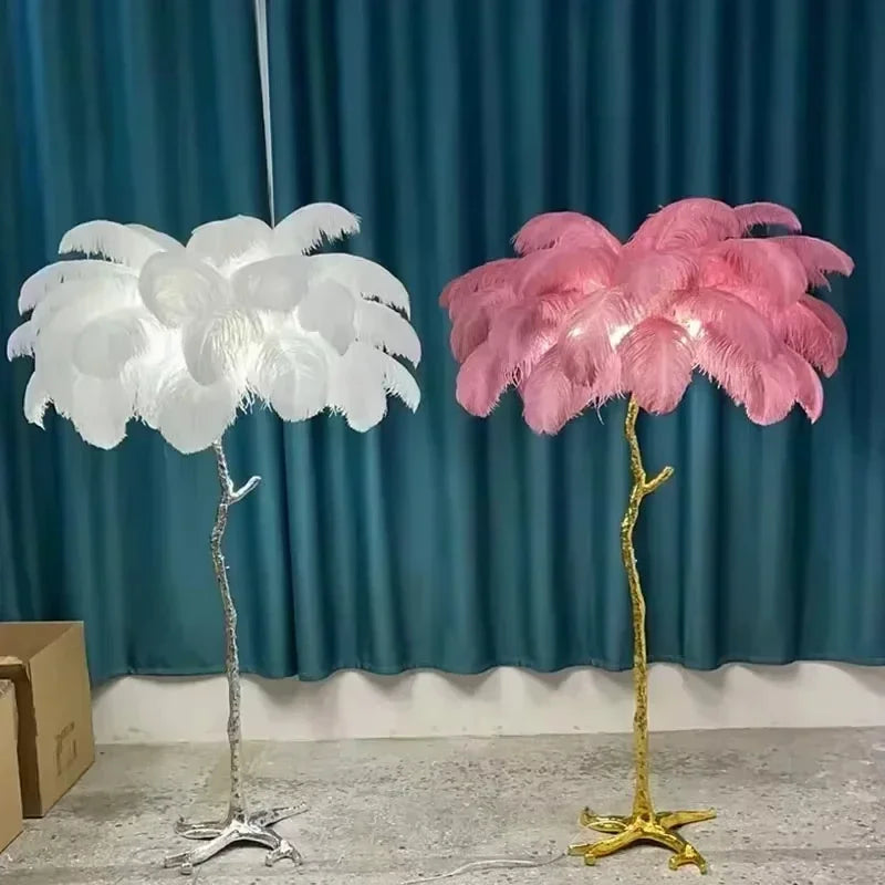 Luxury Feather Floor Standing Lamp Mood Light