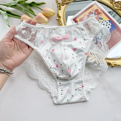 Men's Lace Bowtie Briefs Flower Emroid Sweet Panties