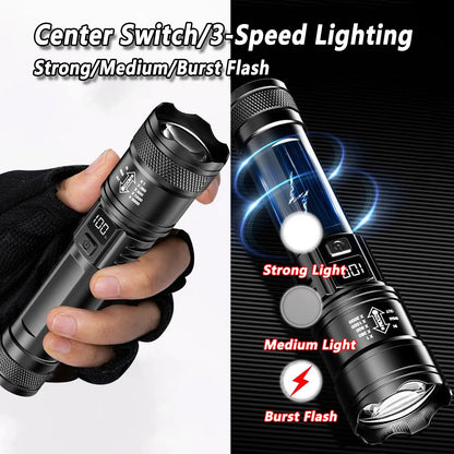 Rechargeable LED Flashlight Zoomable Torch