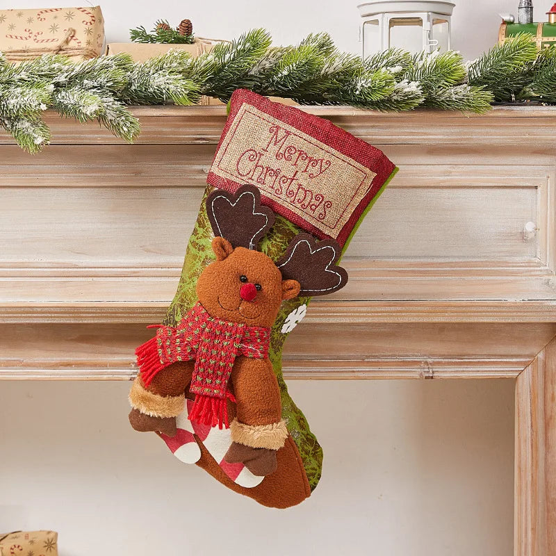 Xmas Decoration Santa Snowman Reindeer Hanging Sock
