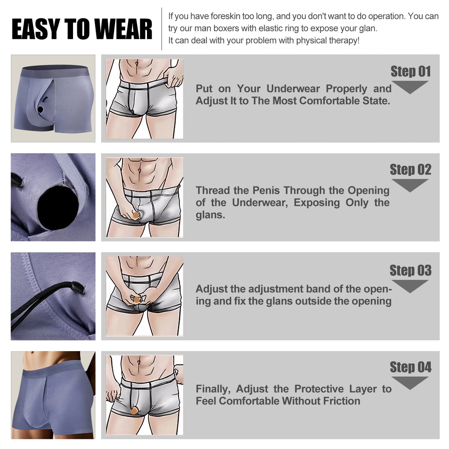 Dual Pouch Breathable Physical Therapy Boxers Men