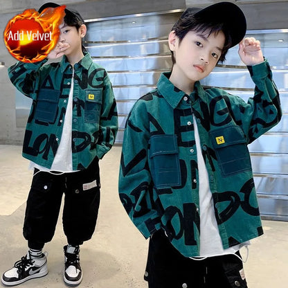 Boys Corduroy Long Sleeve Shirt Lightweight