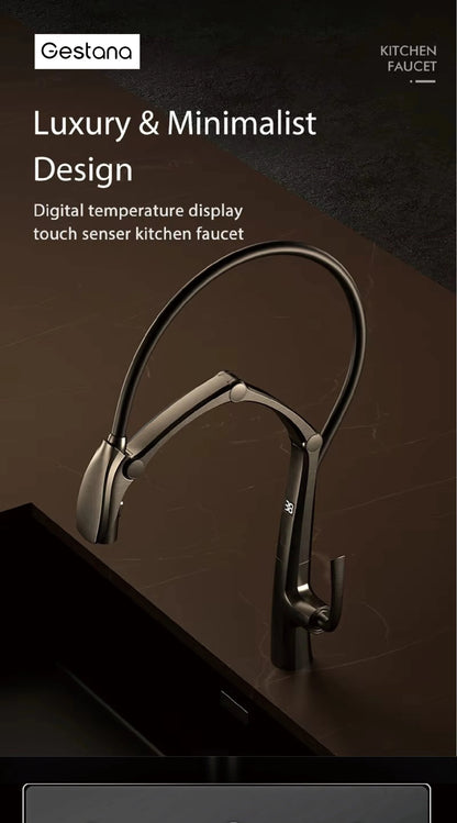 Gunmetal Brass Kitchen Faucet with LED Display