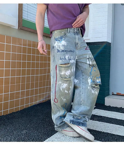 Men, Straight Loose Wide-Leg Trendy Brand