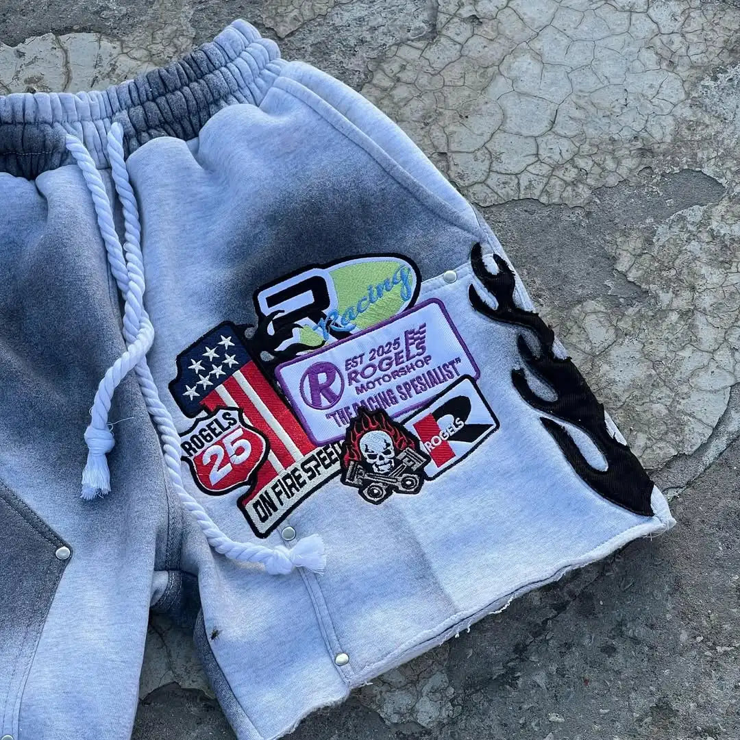 Mens American Style Baseball Gray Casual Shorts