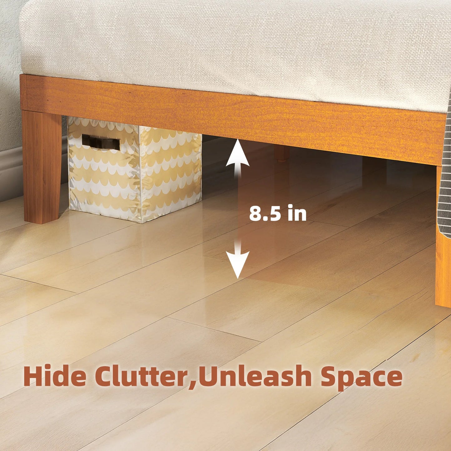 Solid Wood Bed Frame with Sturdy Wood Slat Support