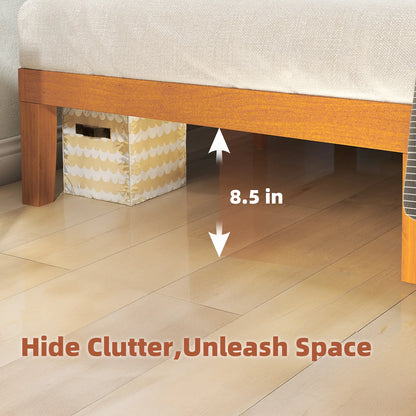 Solid Wood Bed Frame with Sturdy Wood Slat Support