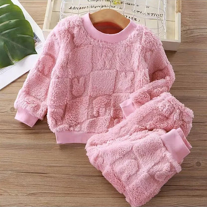 Girls Flange Pajamas Velvet Thick Home Outfit