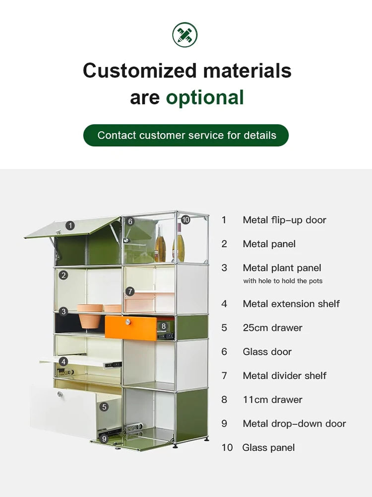 Metal Storage Display Cabinet Living Room Furniture