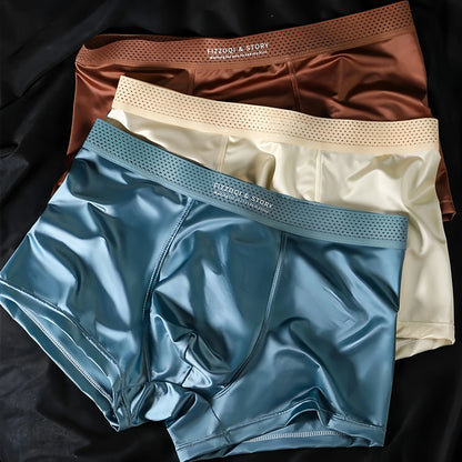 3PCS Luxury Satin Silk Men's Antibacterial Crotch Briefs