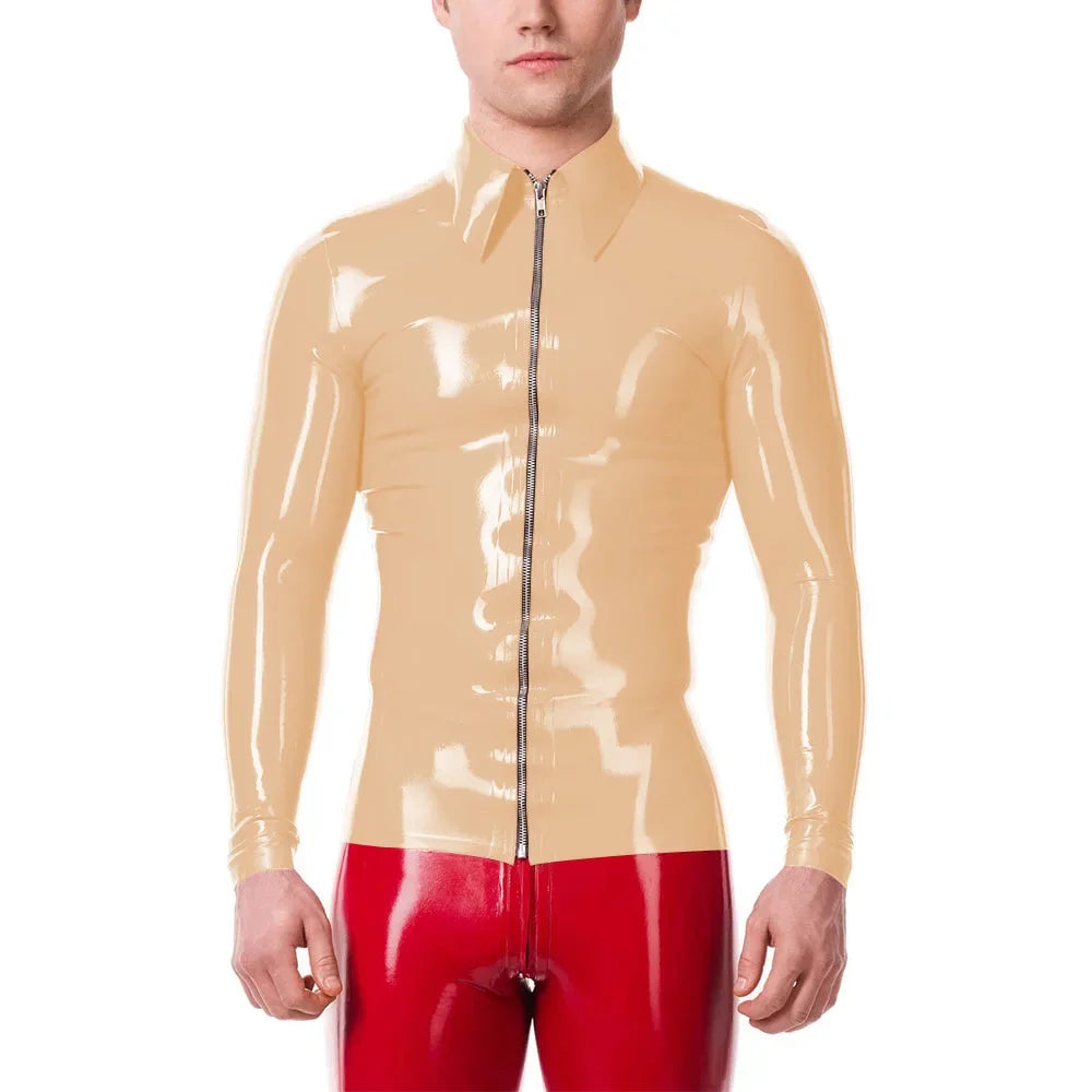 Mens Fashion Zipper Long Sleeve Jacket Turn-down Collar