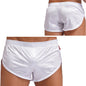 Men Side Split Satin Shorts Built-in Bulge